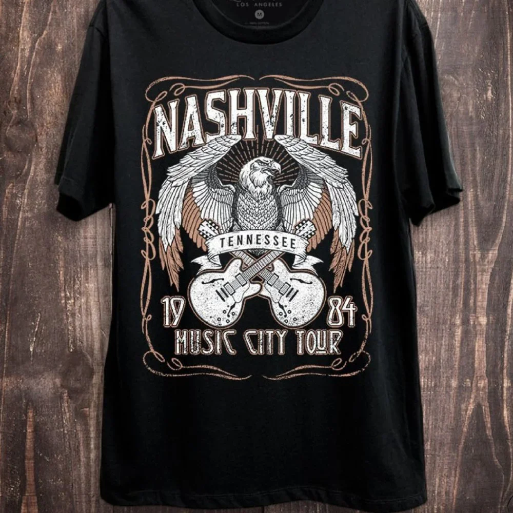 NEW NASHVILLE 1984 Tennessee Music City Tour T-Shirt BRAND NEW - Picture 1 of 2